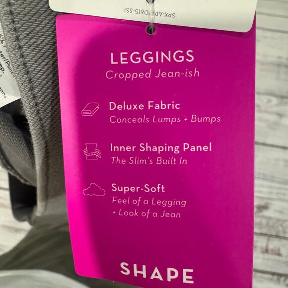SPANX Jean-ish Cropped Leggings Slate Gray Shaping Pull On Pockets Size L NWT - Picture 11 of 11
